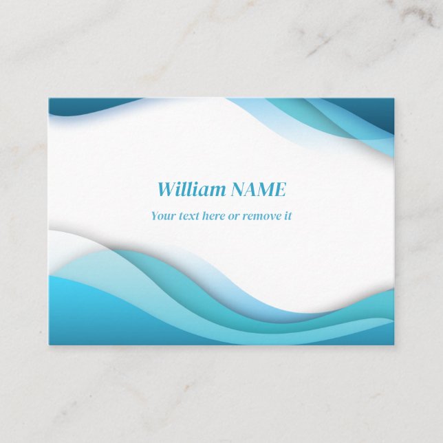Business Cards Blue Waves - Simple (Front)