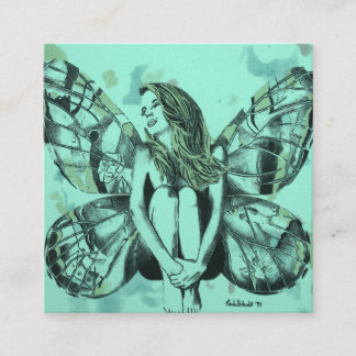 business cards, butterfly lady, lady butterfly art square business card