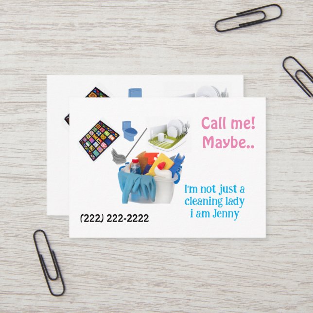 Business Cards, Cleaning Lady Call Me, Maybe Business Card (Front/Back In Situ)
