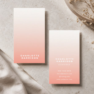 Business Cards   Coral Ombre Minimalist Name Cards