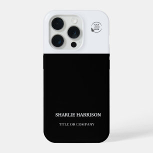 Business Cards   Custom Logo Icons Modern black iPhone 15 Pro Case