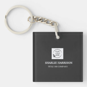 Business Cards   Custom Logo Icons Modern black Key Ring