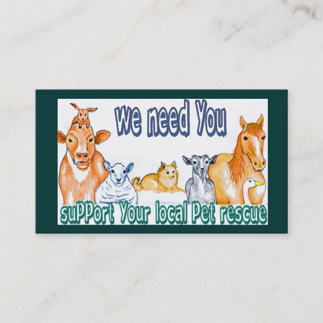 Business Cards,customisable pet rescue Card (Front)