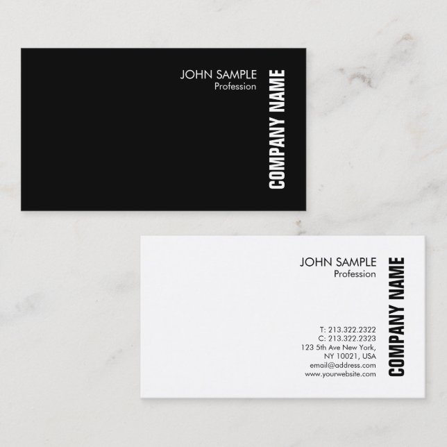 Business Cards Elegant Modern Black White (Front/Back)