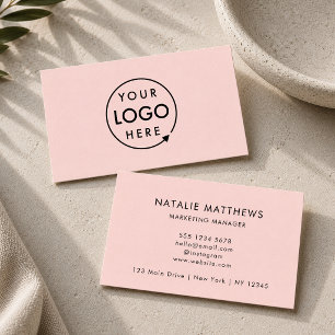 Business Cards   Feminine Blush Pink Logo Card
