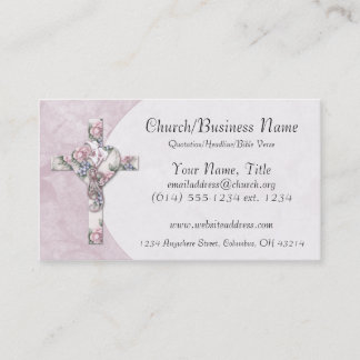 Business Cards: Floral Heart Cross Card
