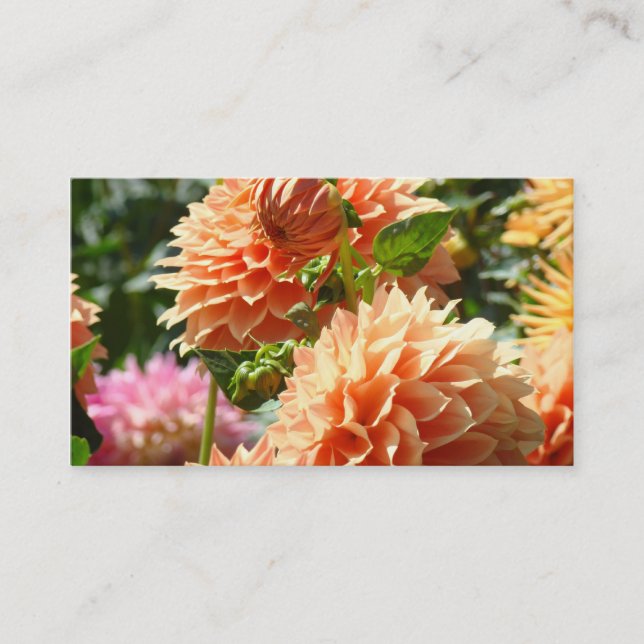 Business Cards Floral Orange Dahlia Flowers (Front)