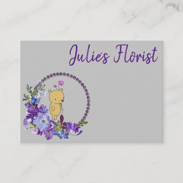Business Cards,Florist Floral Teddy Business Cards (Front)