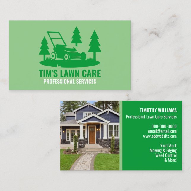 Business Cards For Lawn Service Mowing (Front/Back)