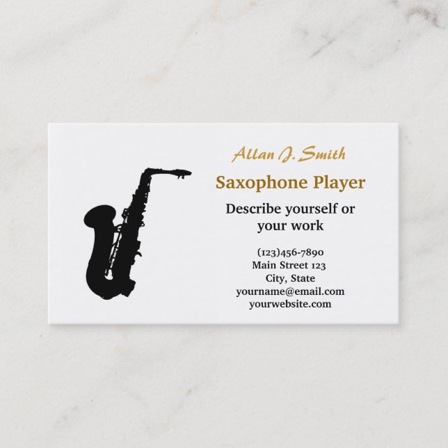 Business cards for saxophonists (Front)