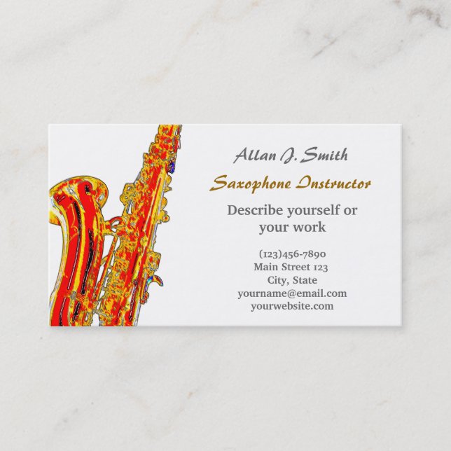 Business cards for saxophonists (Front)