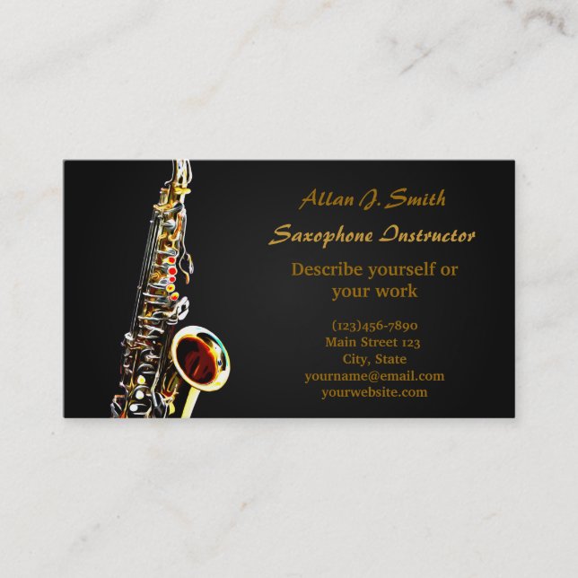 Business cards for saxophonists (Front)