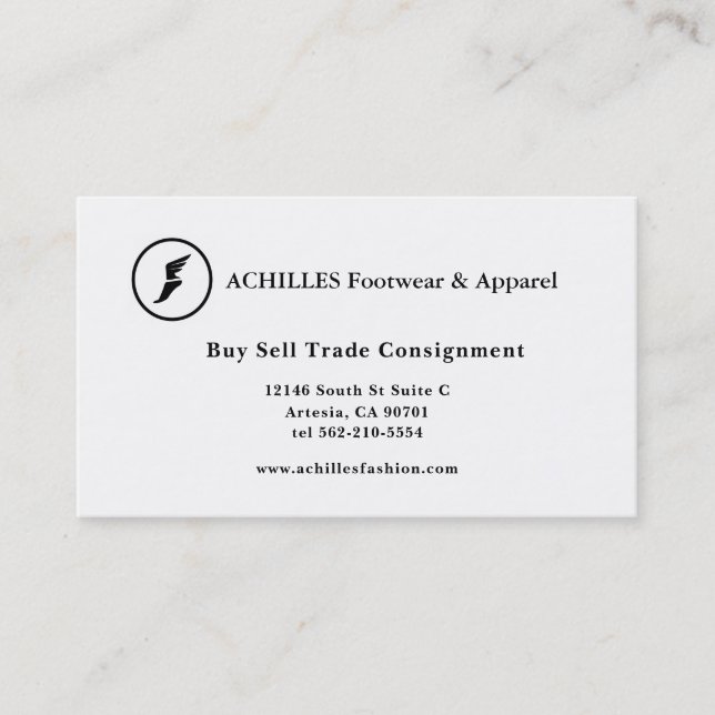 Business Cards for Sneakers and Apparel Shop (Front)