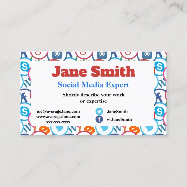 Business Cards for social media expert (Front)