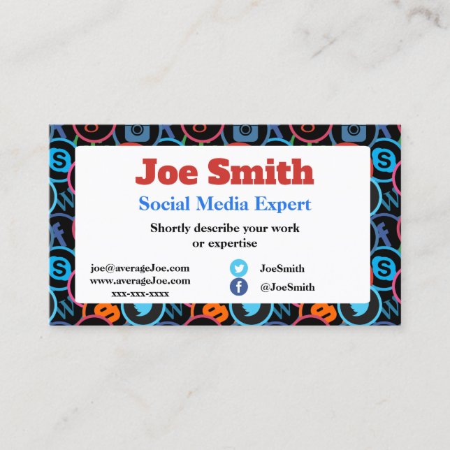 Business Cards for social media expert (Front)