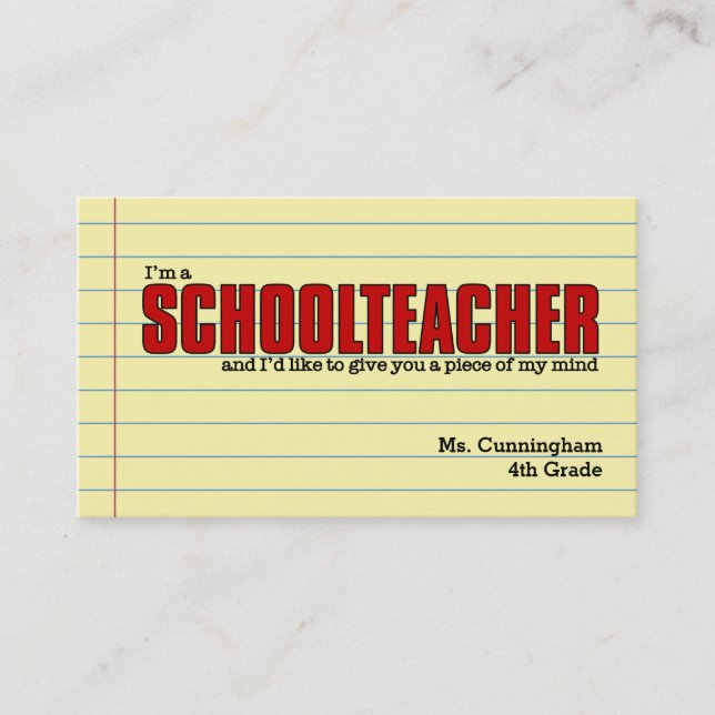 Business Cards for the Schoolteacher Humourous (Front)