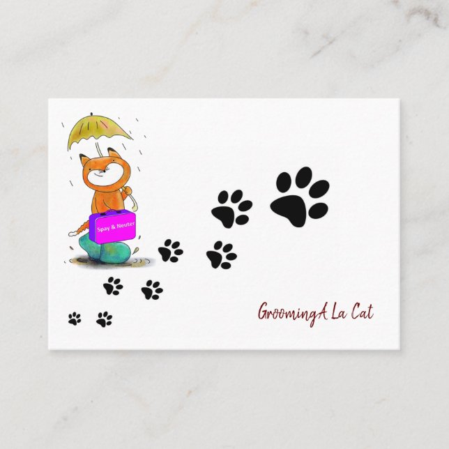 Business Cards, Grooming Cat Paws Business Cards (Front)