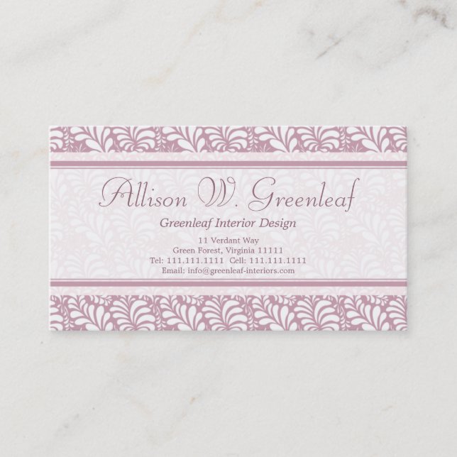 Business Cards Inspired by Arts & Crafts Movement (Front)