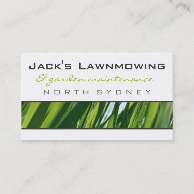business cards > lawnmowing  [lime : charcoal] (Front)