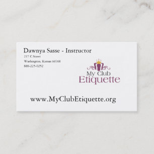 Business Cards- My Club Etiquette Card