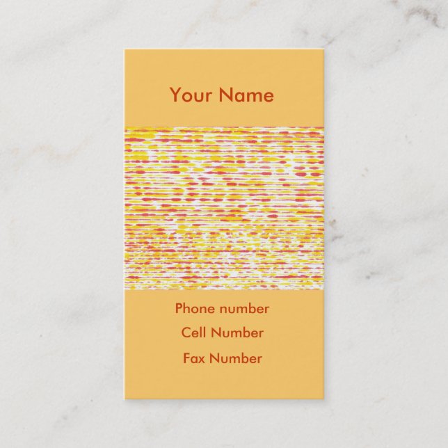 Business cards, orange yellow variegated stripes business card (Front)