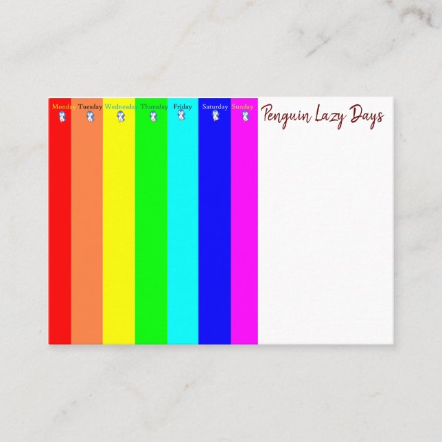 Business Cards, Penguin Lazy Days Business Cards (Front)