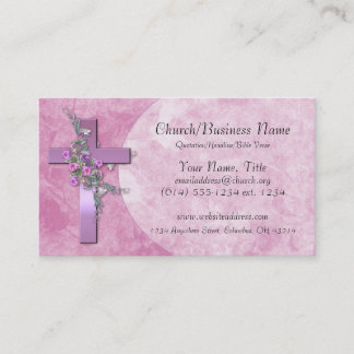 Business Cards: Purple Cross with Pink Flowers Card