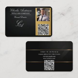 Business cards qr code,editable,black-gold,foto
