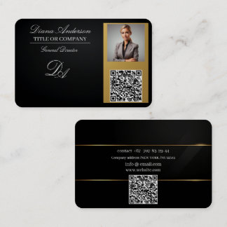 Business cards qr code,editable,black-gold,foto