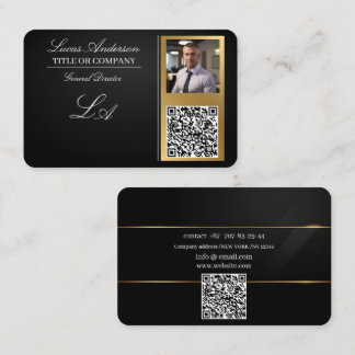 Business cards qr code,editable,black-gold,foto
