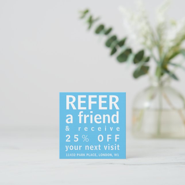 Business Cards - Refer a Friend Sky Blue (Standing Front)