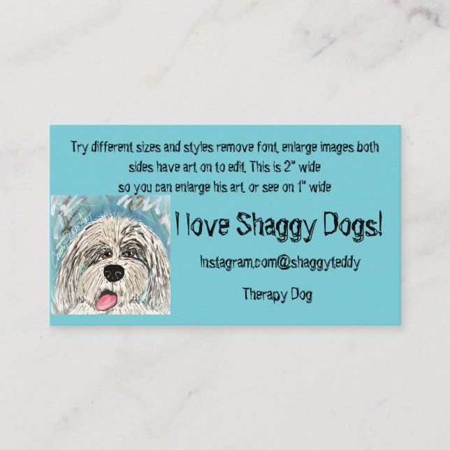 Business Cards Shaggy Collie Dog (Front)