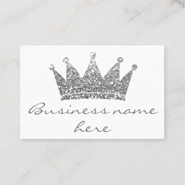 Business Cards - Silver Glitter Crown (Front)