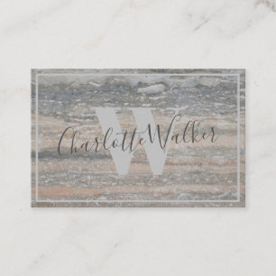 Business Cards - Silver Travertine Vein Monogram