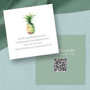 Business Cards Template Watercolor Pineapple
