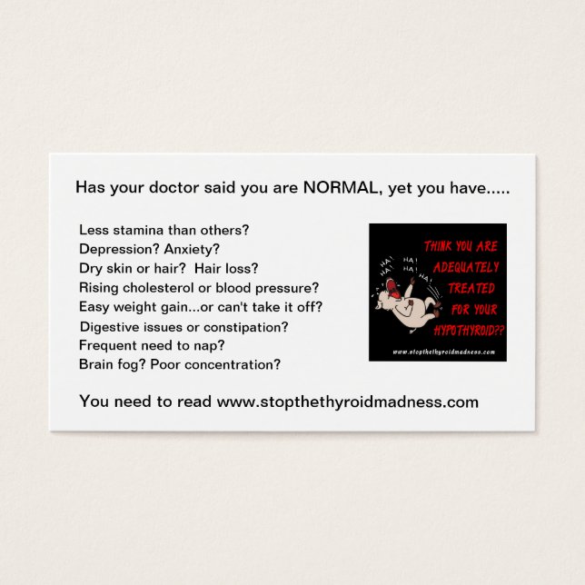 BUSINESS CARDS to PASS OUT - Stop Thyroid Madness (Front)