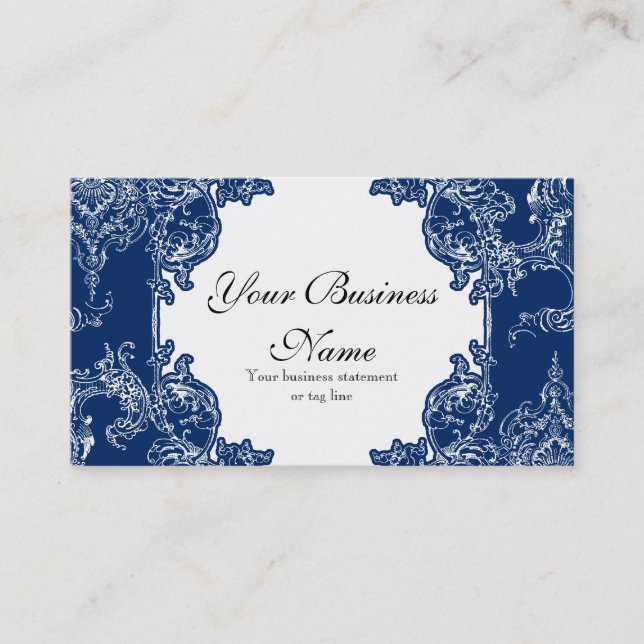 Business Cards - Toile Damask Swirl Floral Baroque (Front)