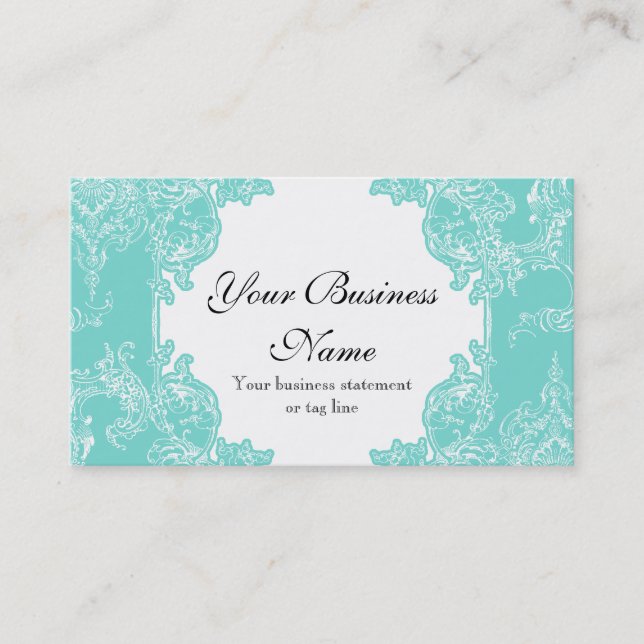 Business Cards - Toile Damask Swirl Floral Baroque (Front)