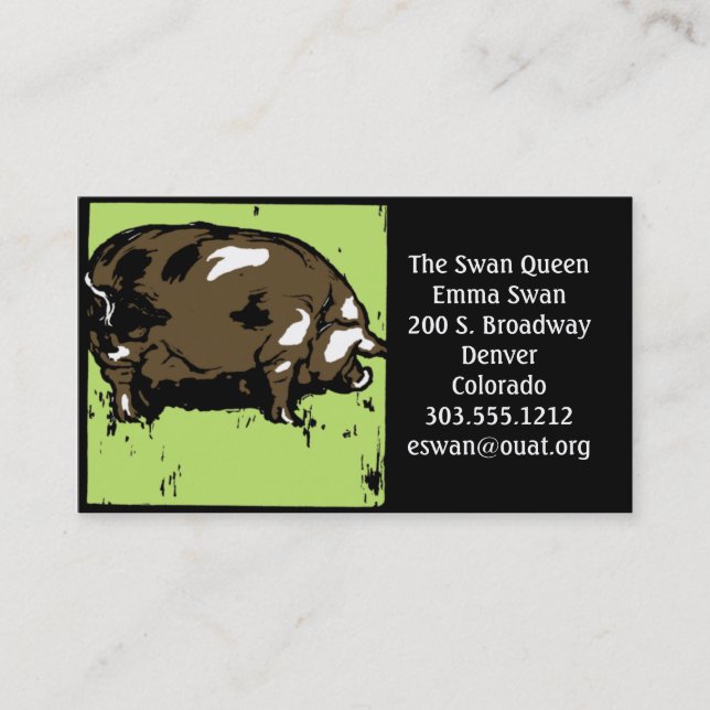 Business Cards Victorian Woodcut Pig or Hog (Front)