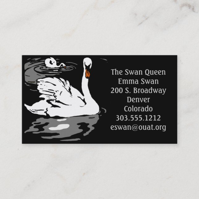 Business Cards Victorian Woodcut Swans (Front)