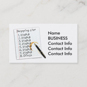 BUSINESS CARDS - VODKA SHOPPING LIST