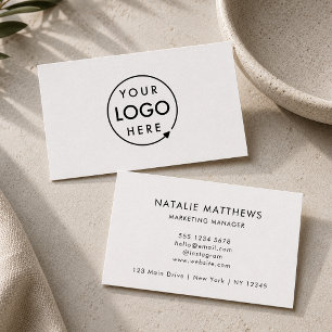 Business Cards   White Minimalist Custom Logo Card