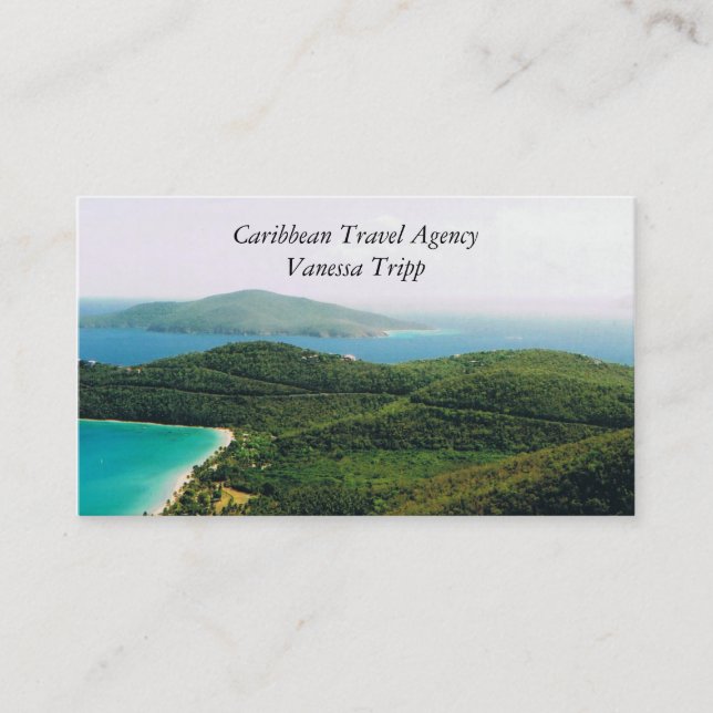 Business Cards with Caribbean Scene (Front)
