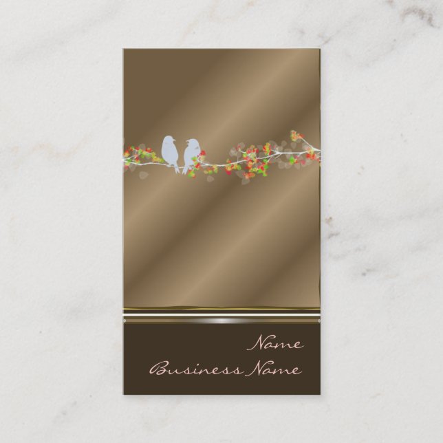 Business cards with love birds on cooper tone (Front)