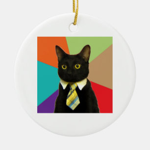 Business Cat Advice Animal Meme Ceramic Tree Decoration
