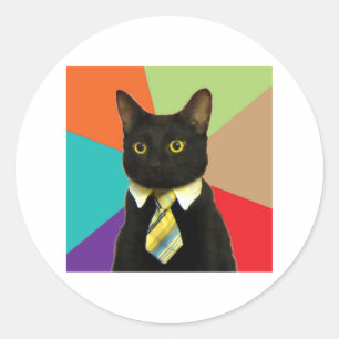 Business Cat Advice Animal Meme Classic Round Sticker