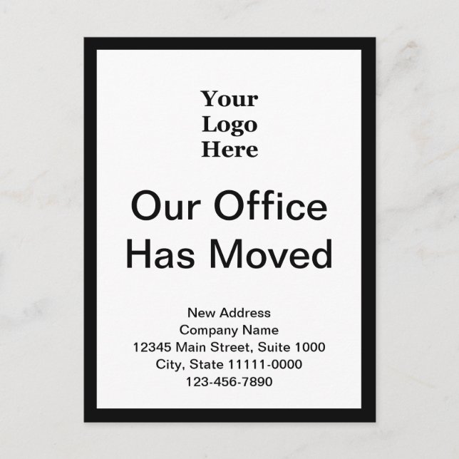 Business Change of Address Black and White 2-sided Postcard (Front)