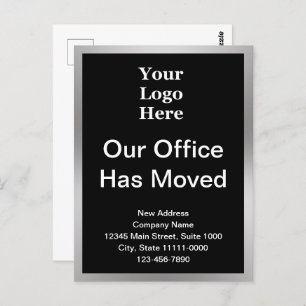 Business Change of Address Black & Silver 2-sided Postcard