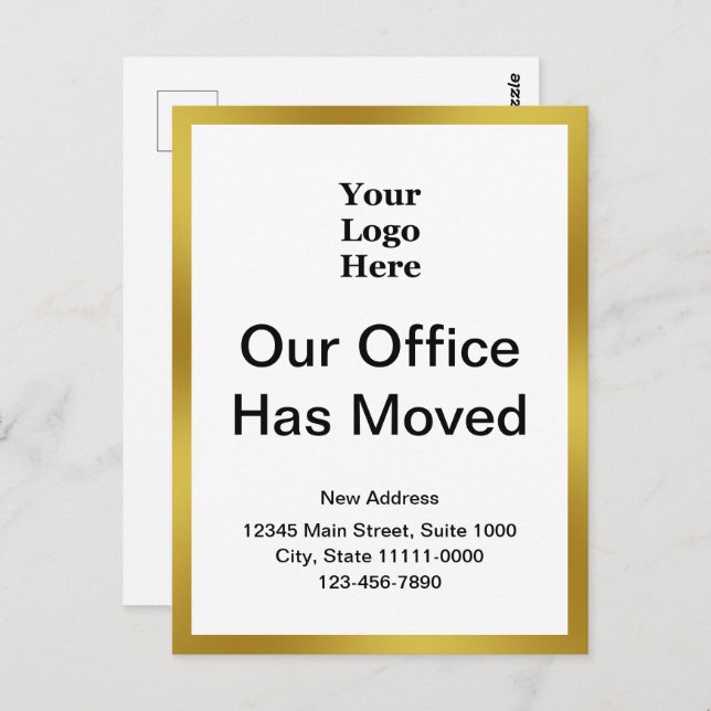 Business Change of Address Gold and White Template Postcard (Front/Back)