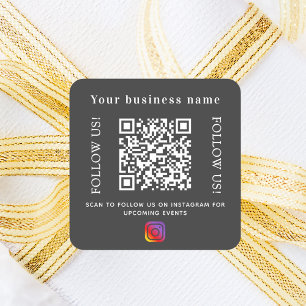 Business charcoal grey qr code Instagram Square Sticker